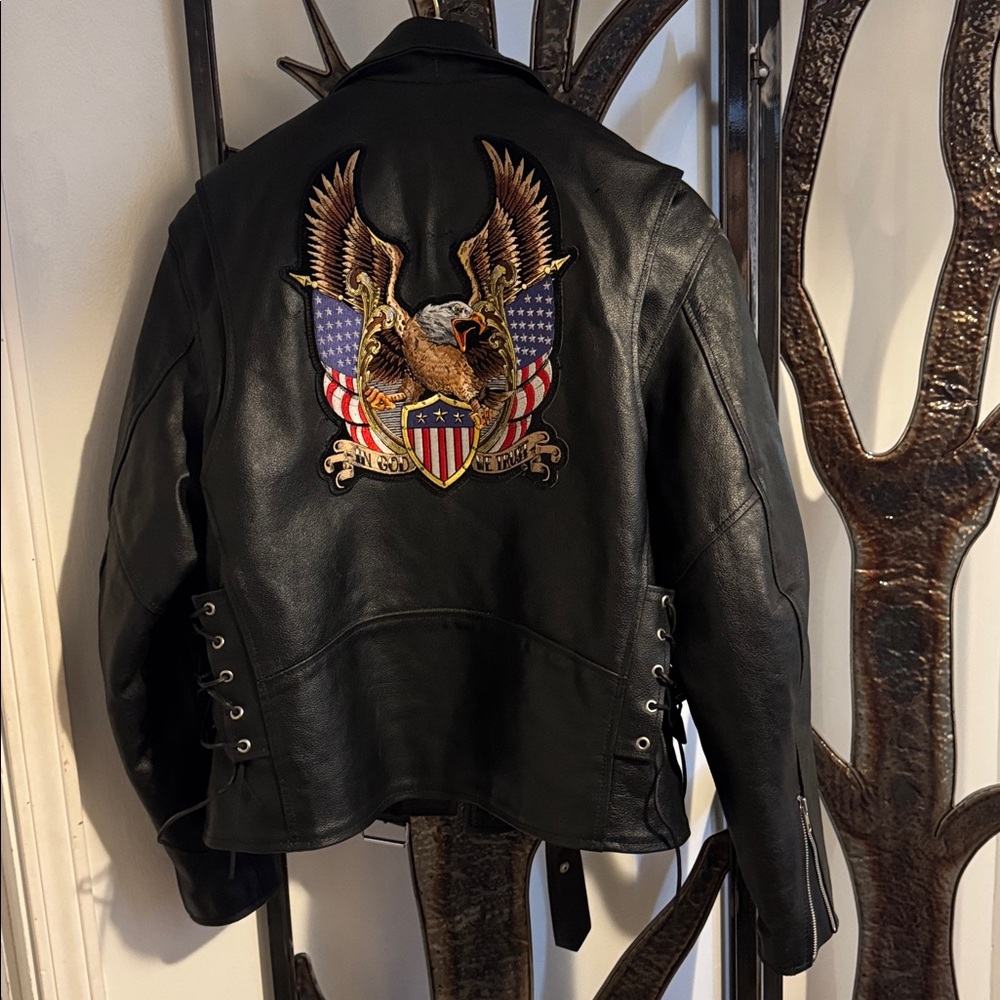 Men’s vintage 46 Allstate Black heavy Leather perfecto style motorcycle jacket
